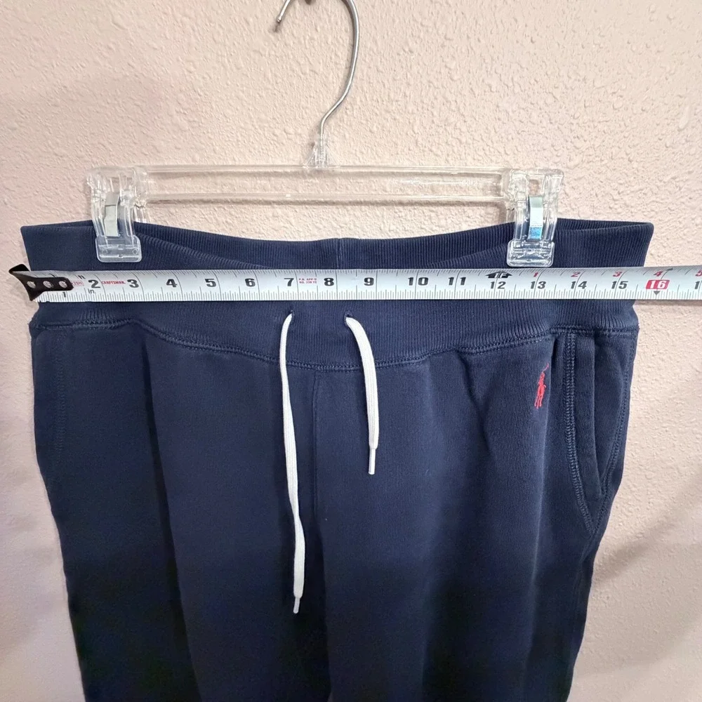 Polo Ralph Lauren Mens Navy Blue Fleece Joggers Sweatpants Red Pony Logo Size M